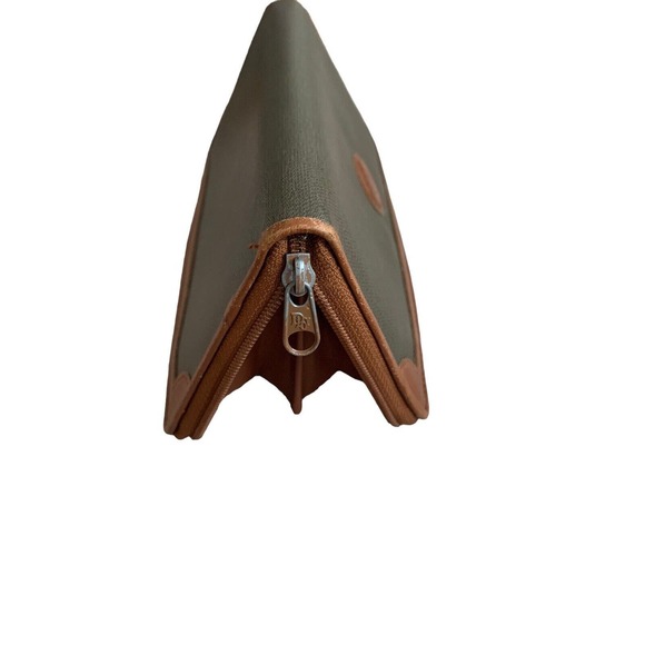 Christian Dior Vintage Wallet Olive Brown Leather Logo Zip Around - Picture 6 of 13